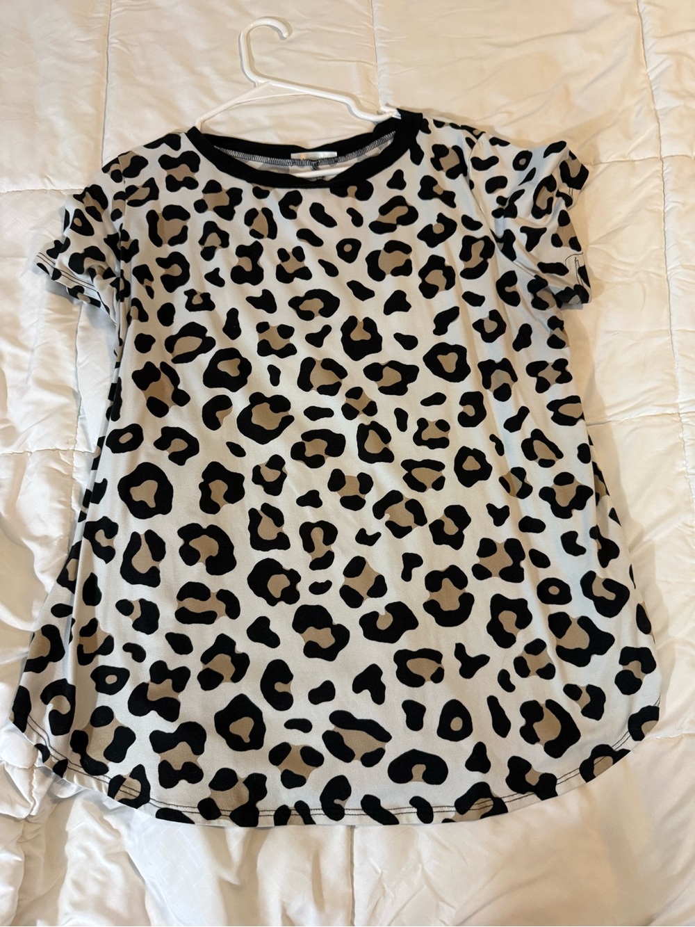 Leopard Print Short Sleeve Tee - Black, Cream, Brown